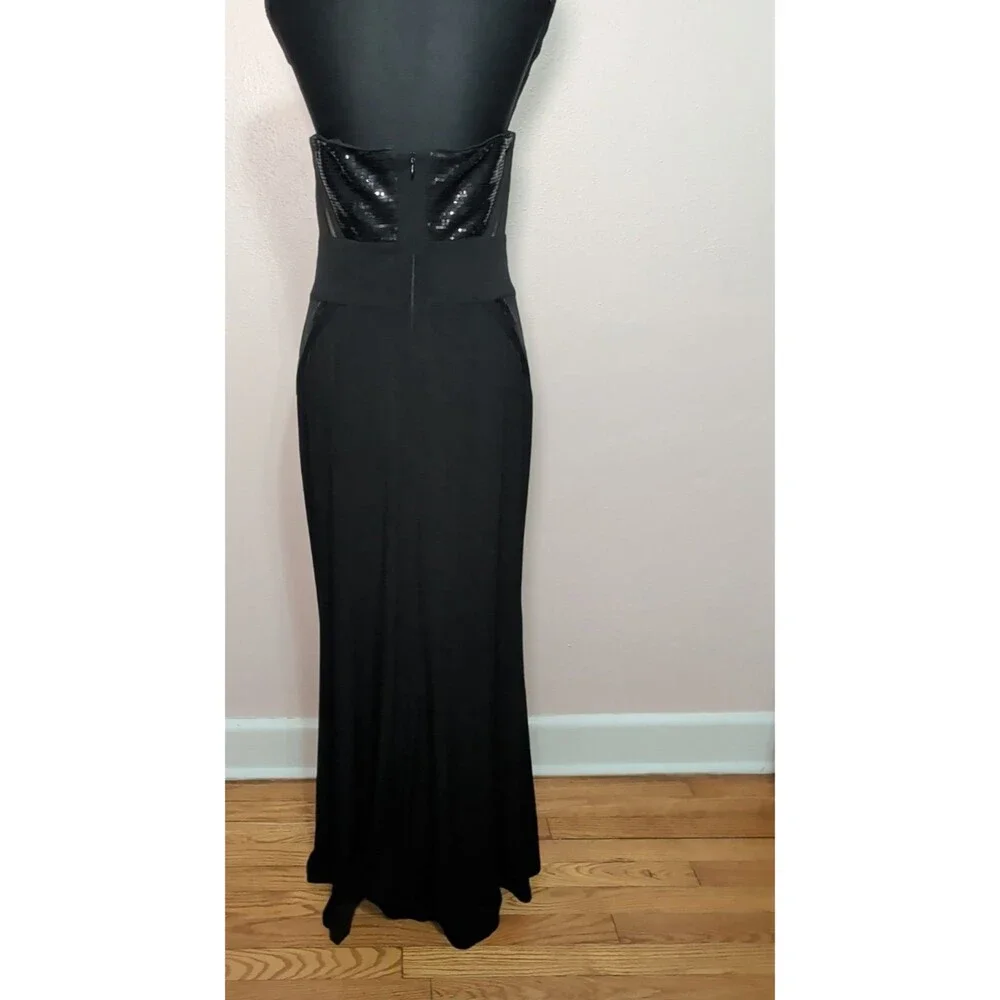 Calvin Klein Size 8 Black Sequin Mermaid Dress Strapless Formal Evening Maxi - Picture 10 of 15